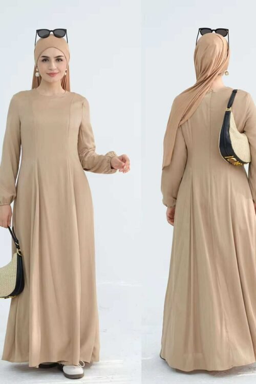 Linen Maxi Dress Balloon Sleeves Big Hem
