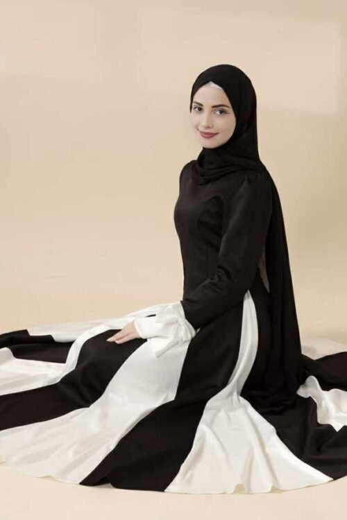 Dual-Tone with Bow Decoration Sleeve Dress