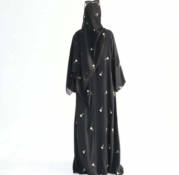 Floral Embroidery Maxi Dress with Matching Hijab - Image 3