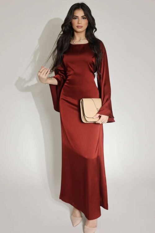 Satin Dress with Cross Lace at the Back
