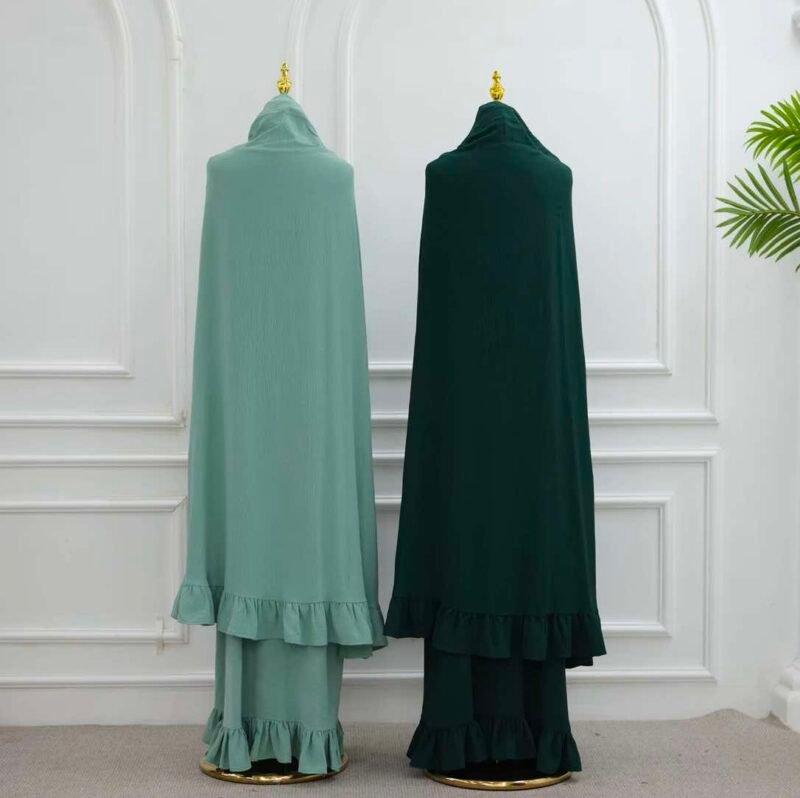 Ruffle Crepe Dress & Khimar Set - Image 21