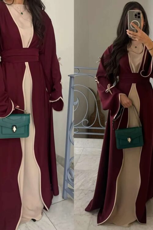 Bow Sleeves Abaya with Contrast Inner