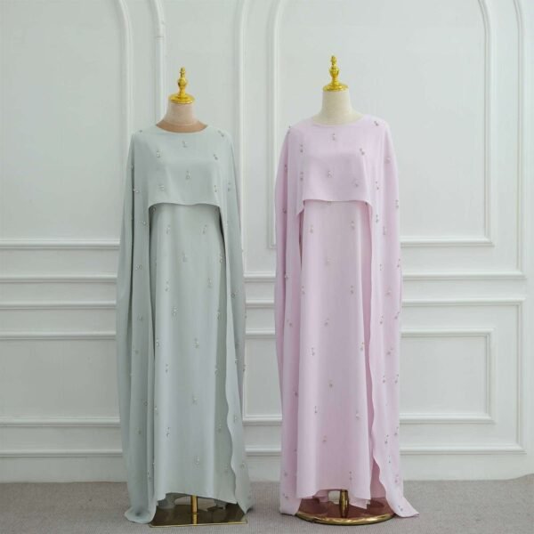 Celeste Pearl Diamond Cape Dress - Image 12