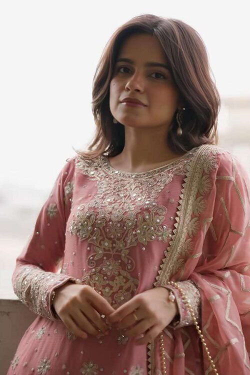 3-Piece Sharara Ensemble – Top, Pant & Dupatta