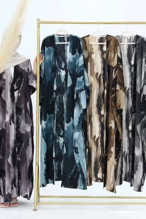 Printed Tie Dye Open Abaya