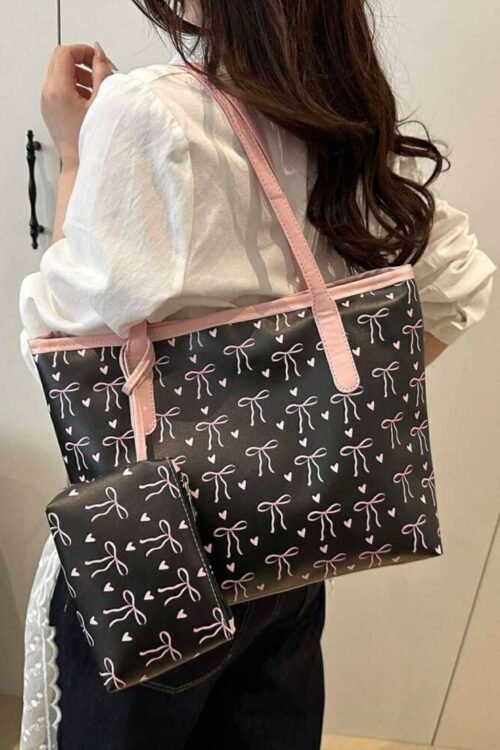 Bowknot Shoulder Tote Bag with Clutch