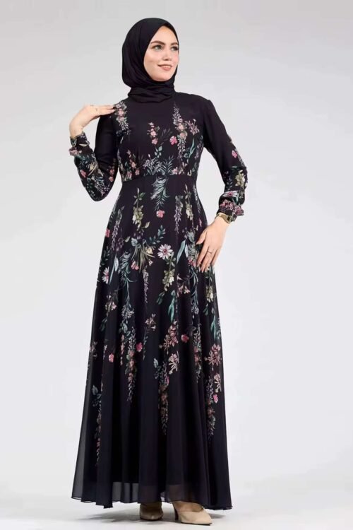 Floral Printed Chiffon Maxi Dress