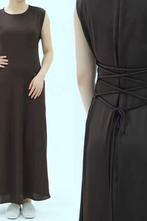 Sleeveless Satin Inner Slip Dress with Back Belt