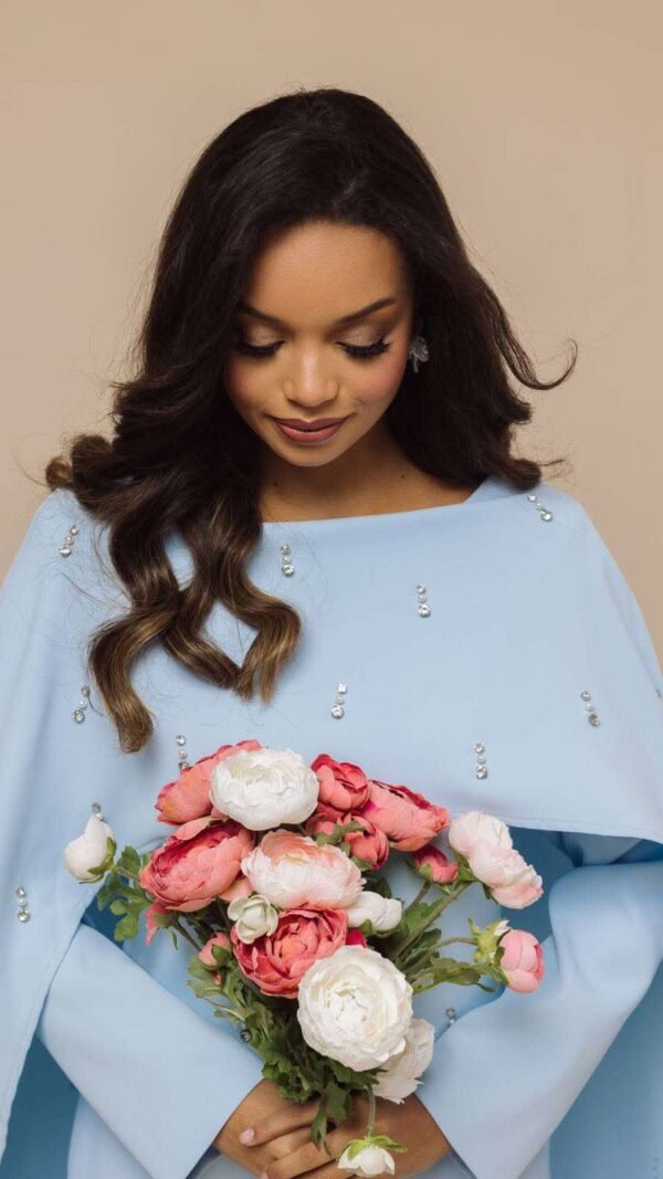 Celeste Pearl Diamond Cape Dress - Image 10