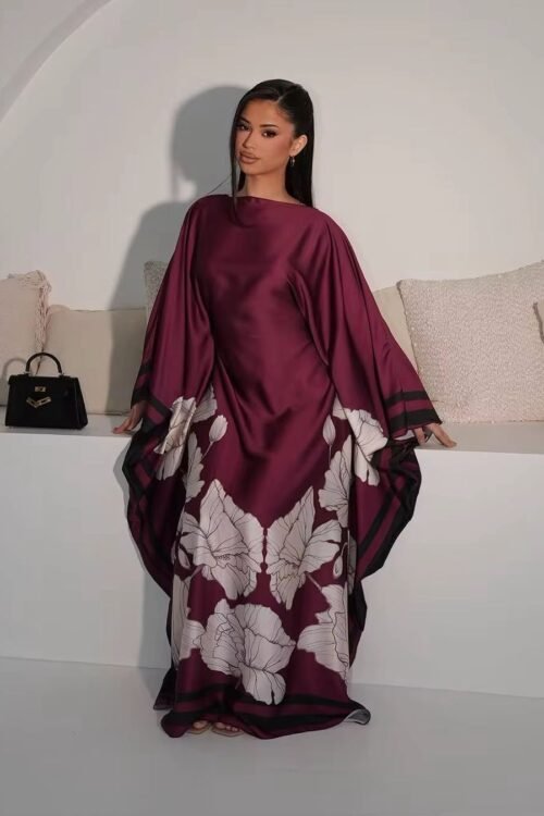 Noura Butterfly Satin Abaya