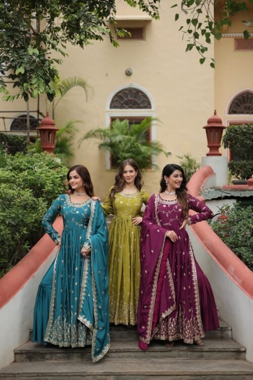 Chinon with Sequins Embroidered Sharara Suit