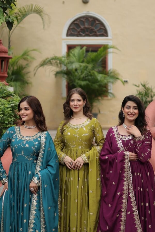 Chinon with Sequins Embroidered Sharara Suit - Image 2
