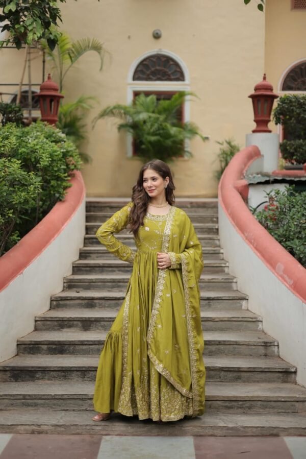 Chinon with Sequins Embroidered Sharara Suit - Image 5