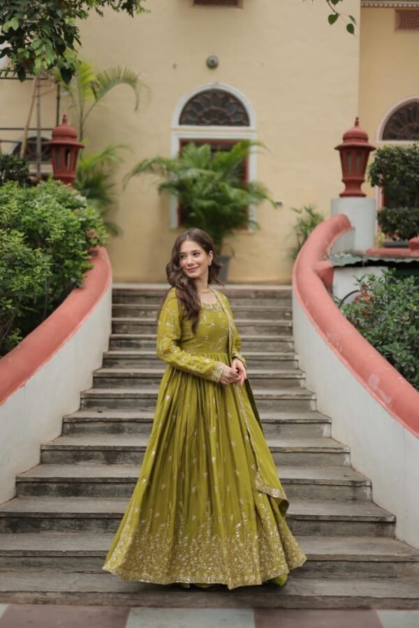 Chinon with Sequins Embroidered Sharara Suit - Image 6