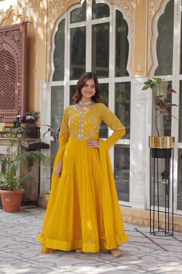 Beaded Work Gown and Dupatta Set - Image 11