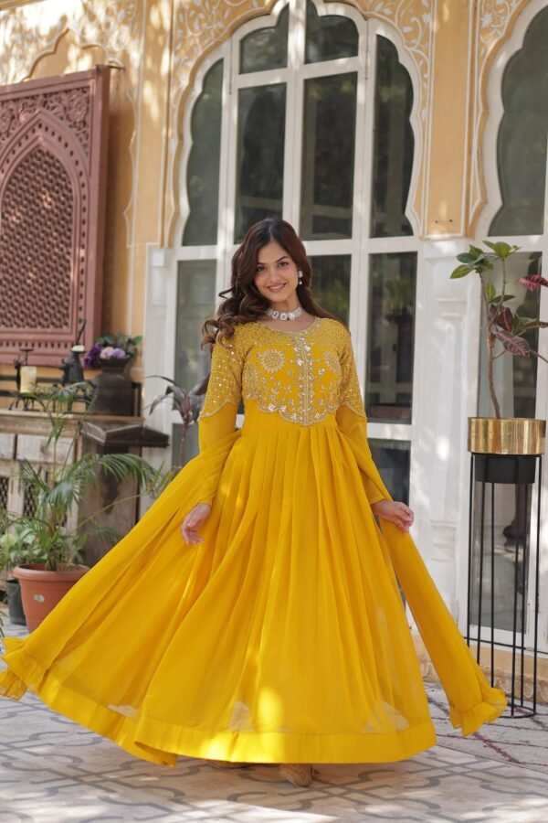 Beaded Work Gown and Dupatta Set - Image 12