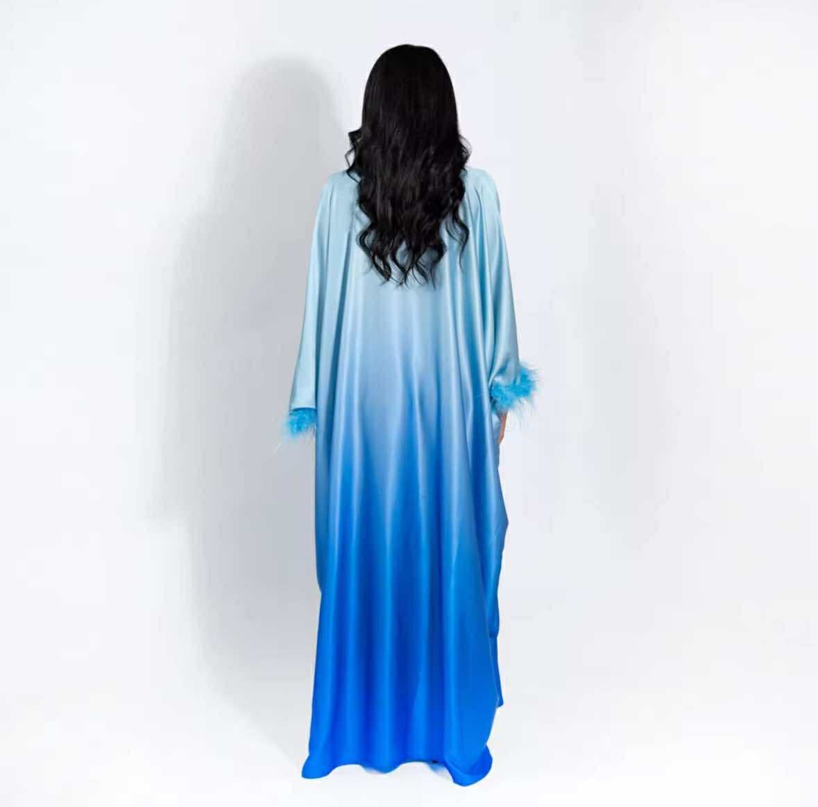 Ombre Satin Butterfly Abaya - Image 8