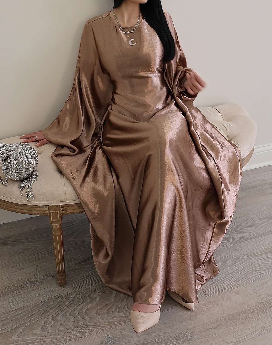 Luxe Satin Butterfly Abaya – Bestseller Edition - Image 4