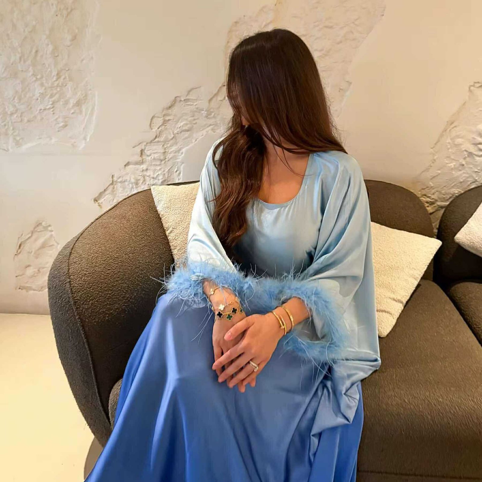 Ombre Satin Butterfly Abaya - Image 5