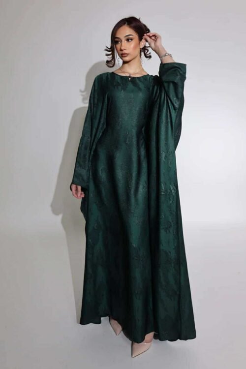 Luxe Textured Satin Butterfly Abaya