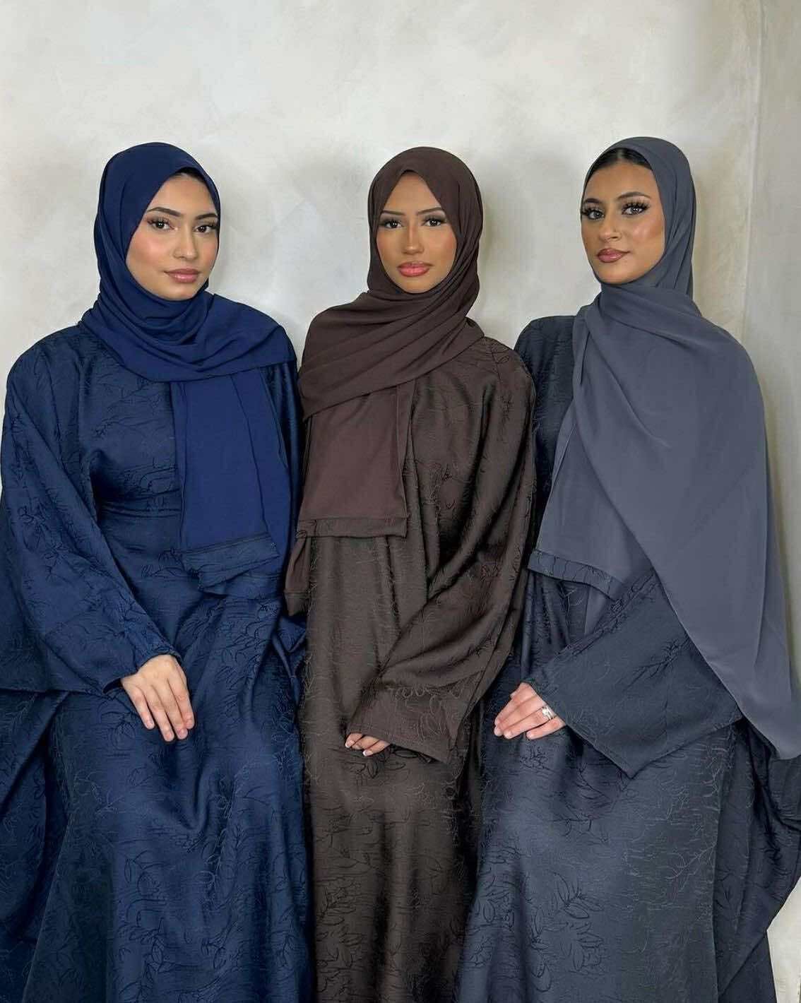 Flower Textured Satin Butterfly Abaya