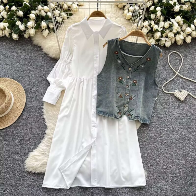 Blossom Denim Embroidered 2-Piece Set - Image 3