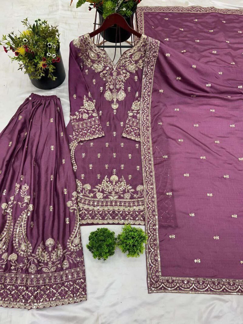 Mehr Embroidered Silk Sharara - Image 2