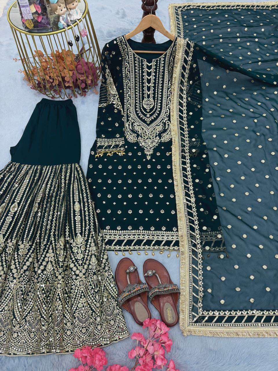 Zarifah Embellished Sharara Set - Image 7