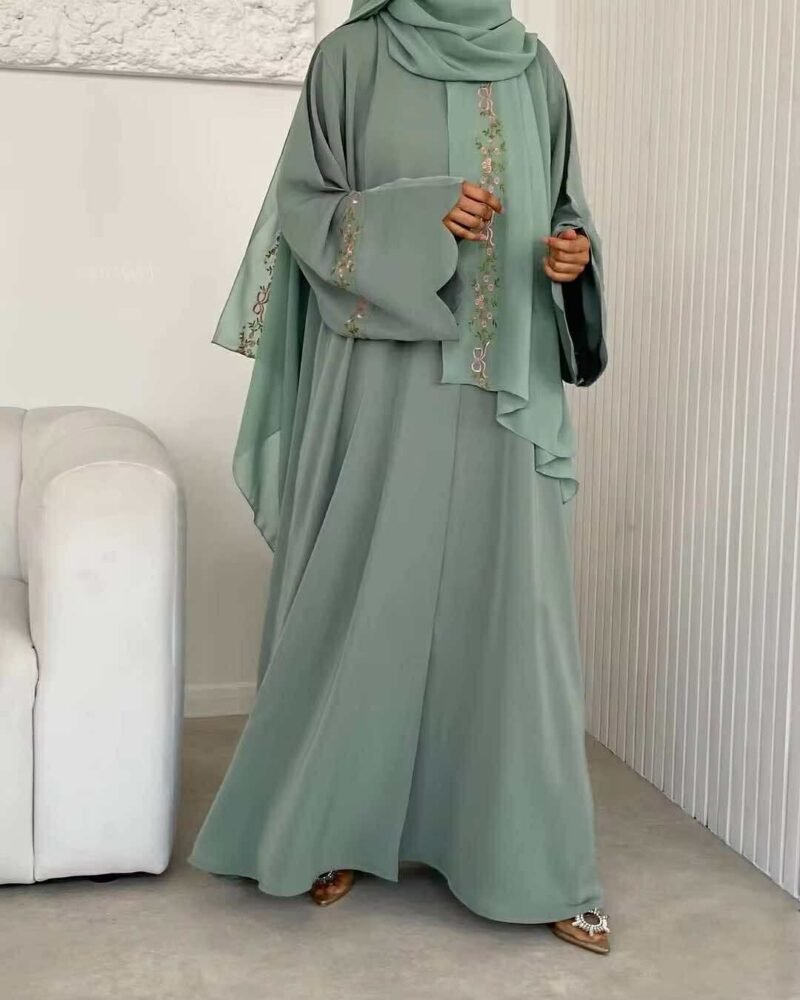 Flora Belle Embroidered Abaya Set - Image 2