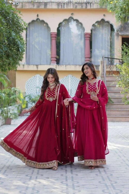 Gilded Petals Beaded Gown with Dupatta