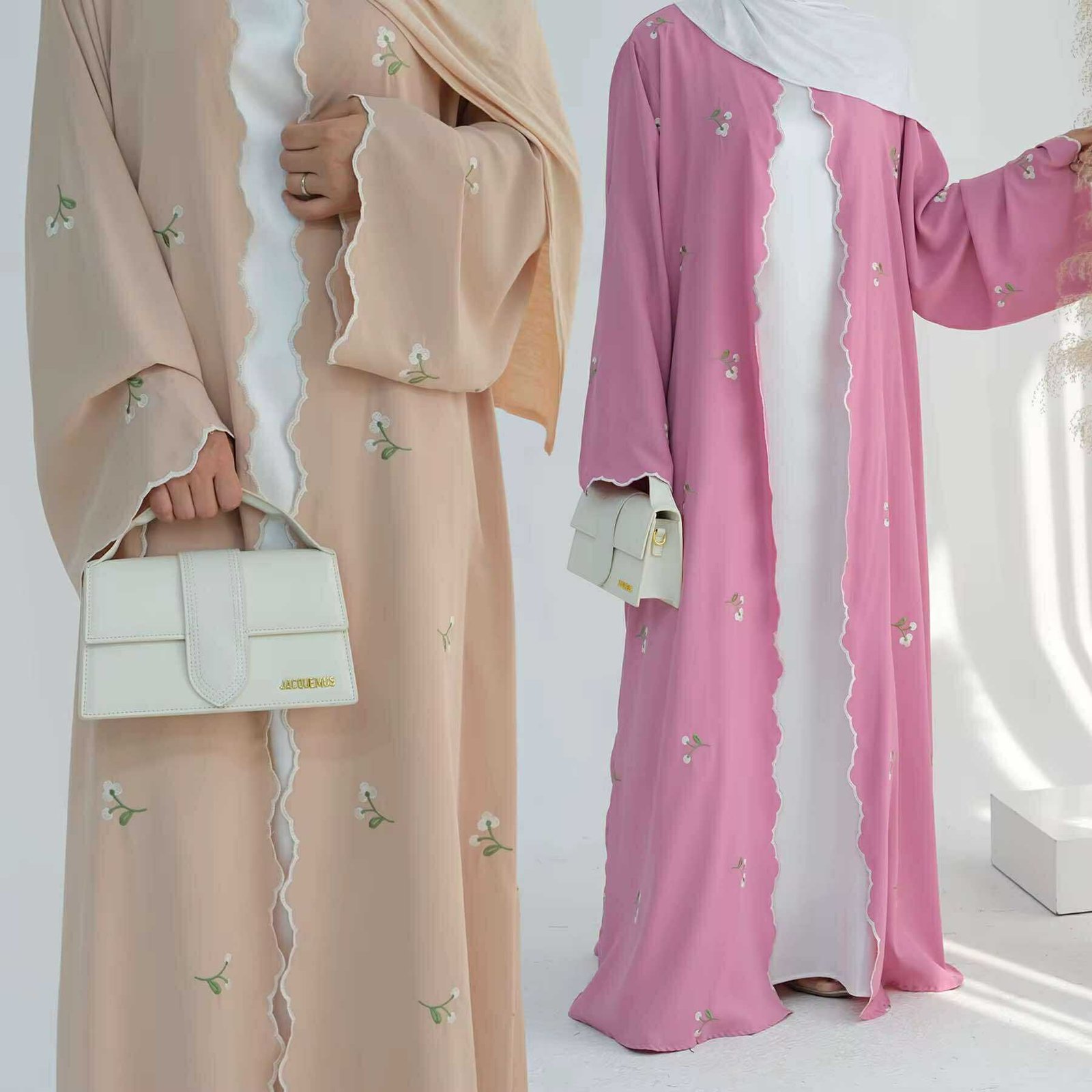 Blossom Wave Embroidered Nida Abaya