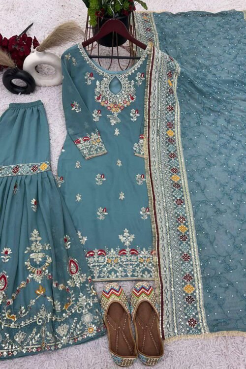 Bloom Embroidered Sharara Set