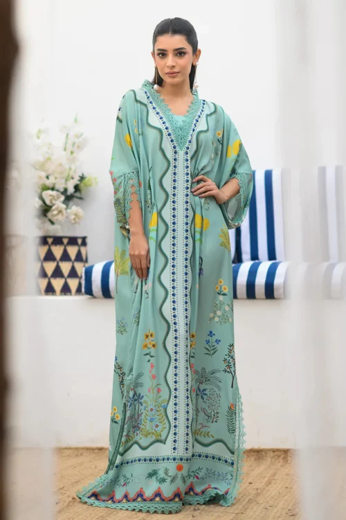 Mint Blossom Printed Kaftan – IN STOCK