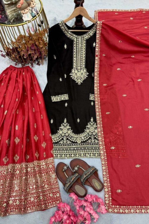 Silk Chinon Sharara Set