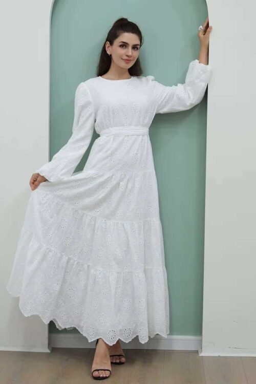 White Broderie Anglaise Maxi Dress