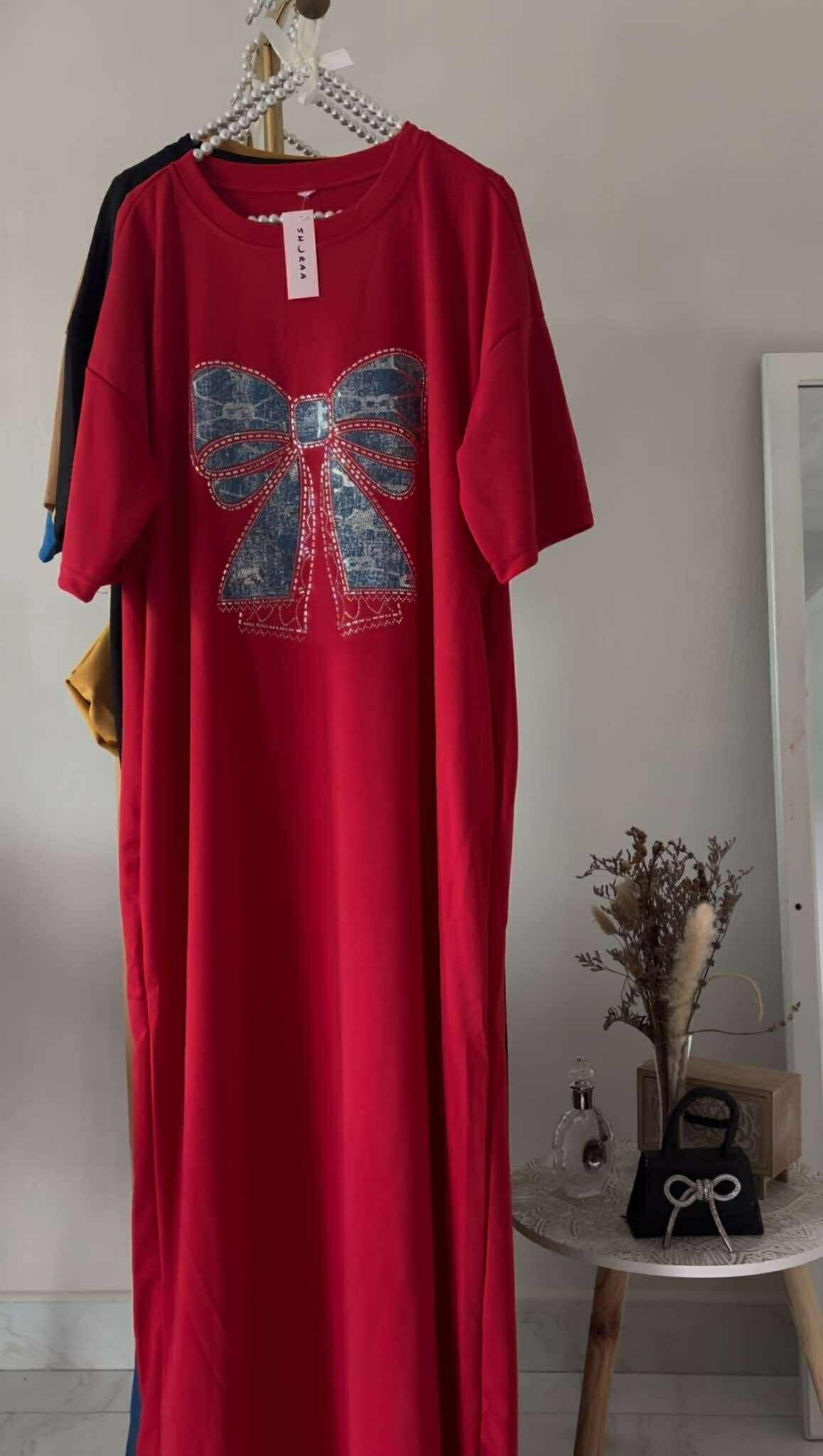 Bow Charm Pocket Tee Dress - IN STOCK