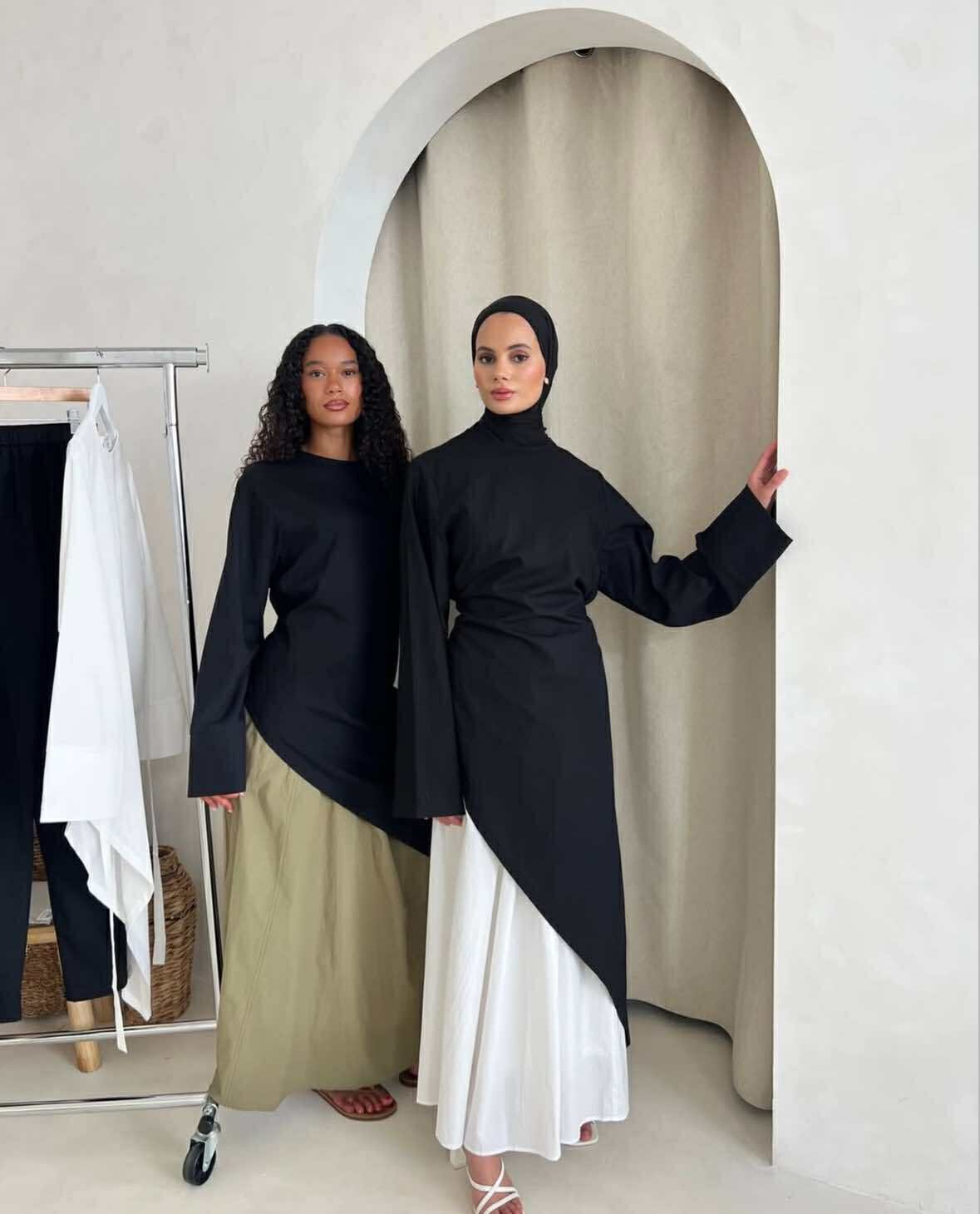 Linen Blend Asymmetrical Top and Skirt Set - Image 2