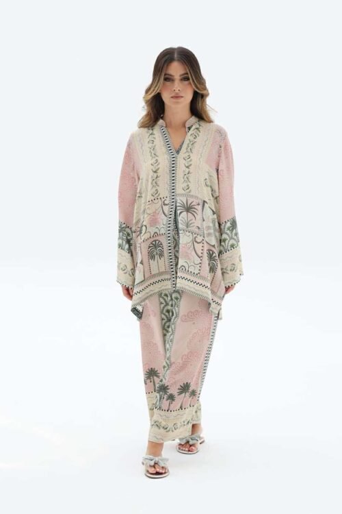 Pastel Palm Crepe Coord Set – IN STOCK