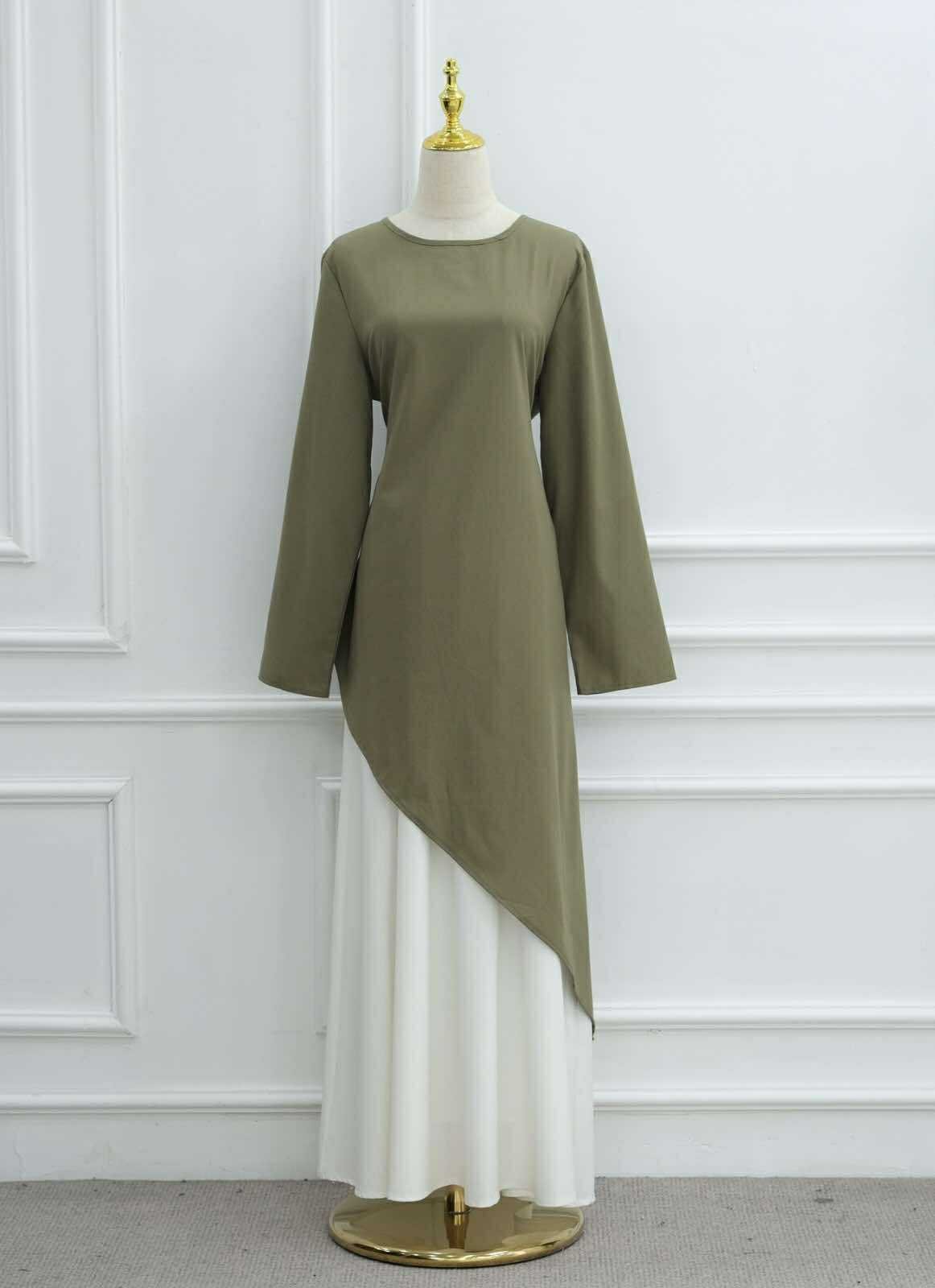 Linen Blend Asymmetrical Top and Skirt Set - Image 3