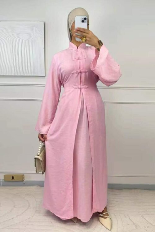 2 Pieces Textured Tie-Back Abaya