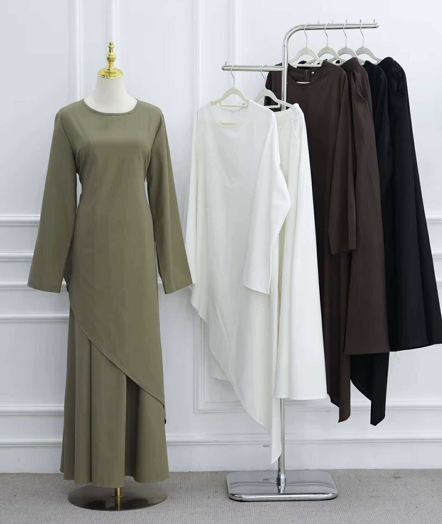 Linen Blend Asymmetrical Top and Skirt Set - Image 8
