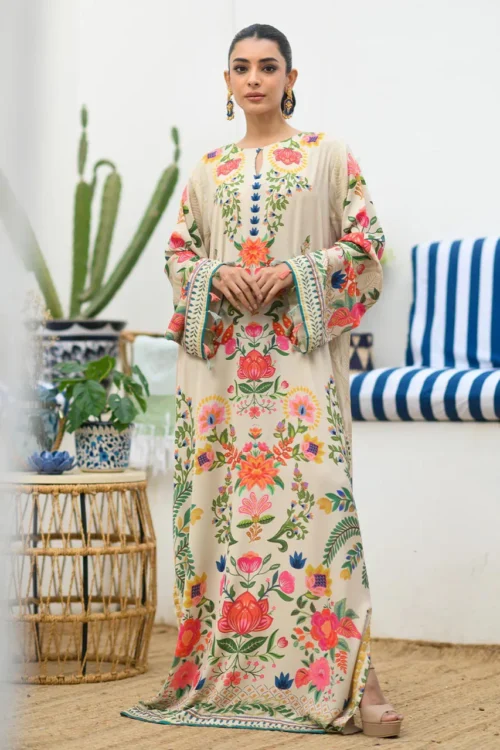 Floral Elegance Premium Crepe Kaftan – IN STOCK