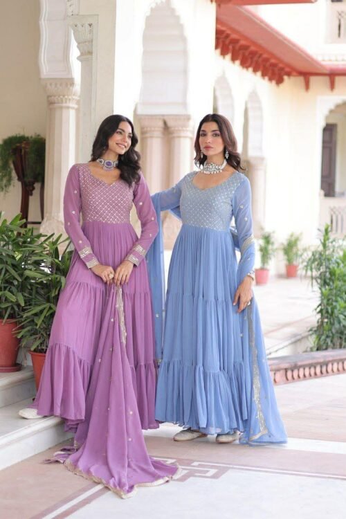 Aamira Tiered Glow Gown and Dupatta Set