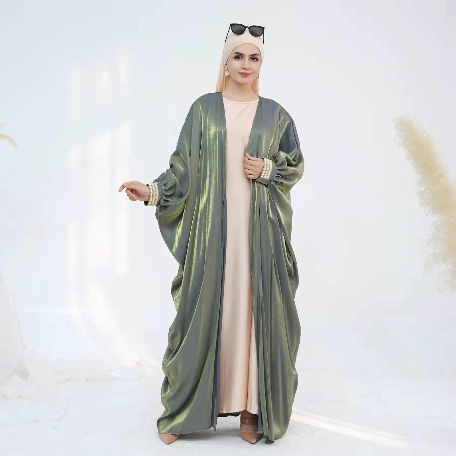 Luxe Shimmer Organza Abaya with Inner - Image 2