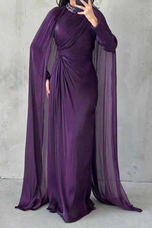 Draped Luxe Cape Gown