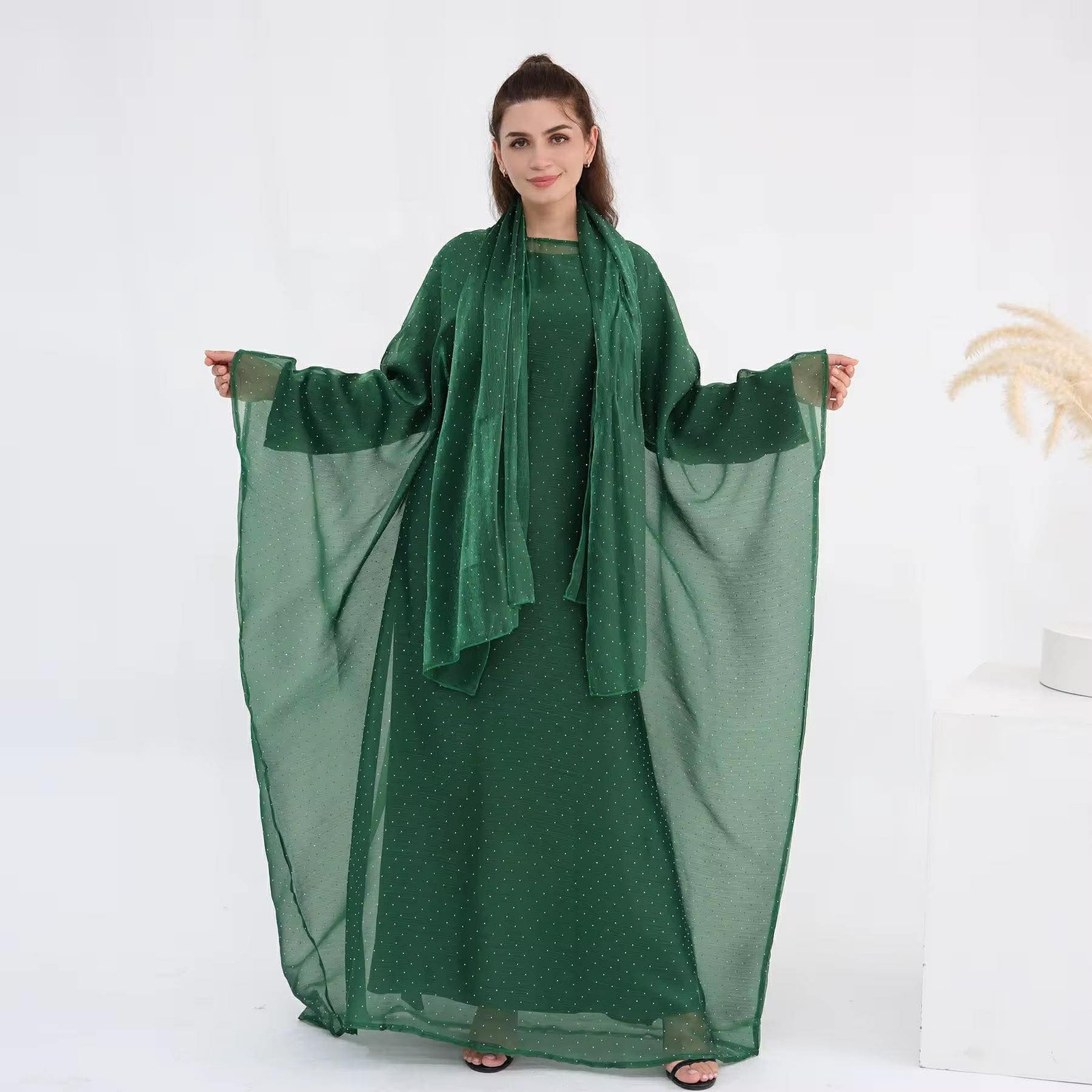 3 Piece Shimmer Butterfly Abaya - Image 6