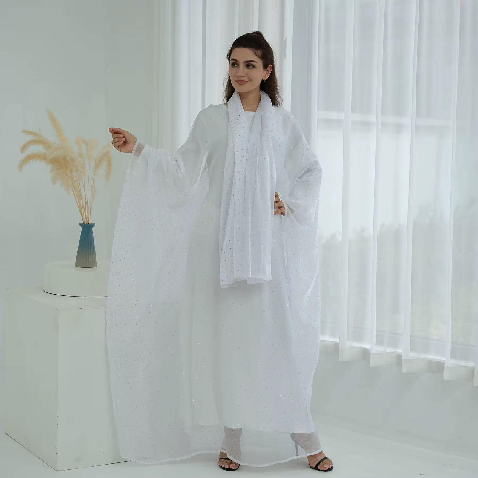 3 Piece Shimmer Butterfly Abaya - Image 4