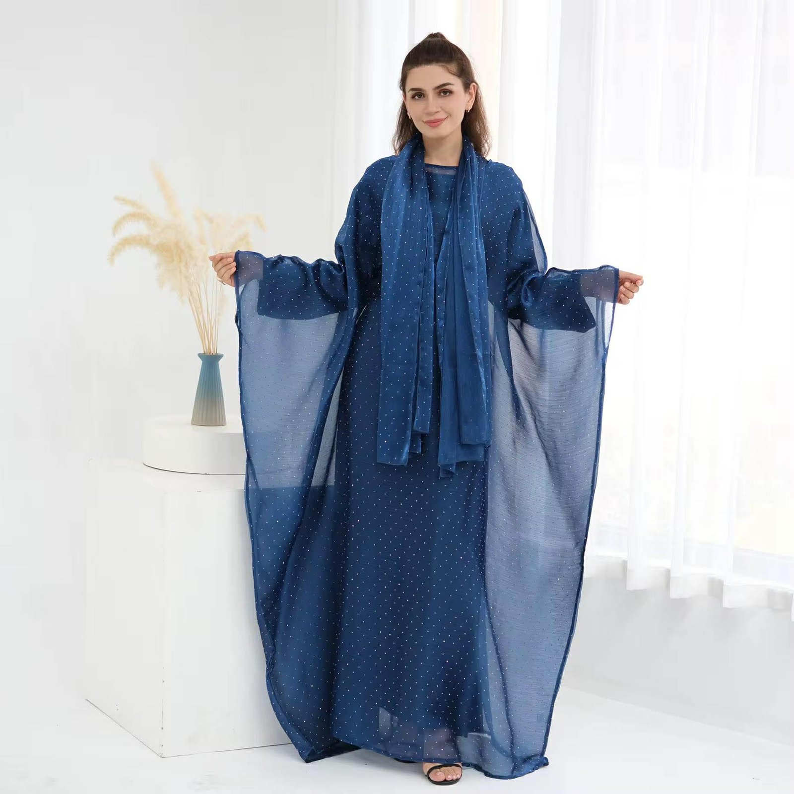 3 Piece Shimmer Butterfly Abaya - Image 7