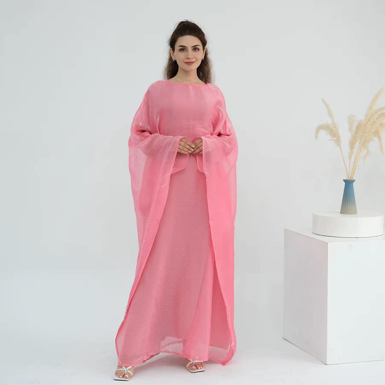 3 Piece Shimmer Butterfly Abaya - Image 3