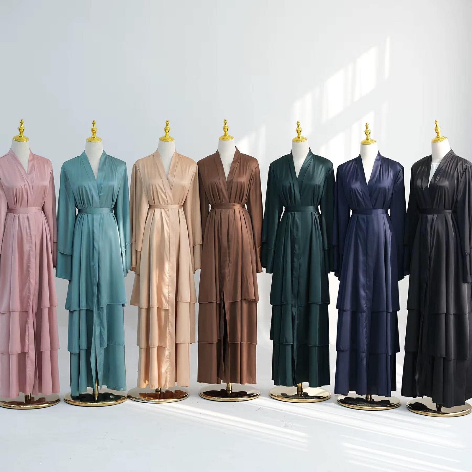 Satin Ruffle Open Abaya - Image 4